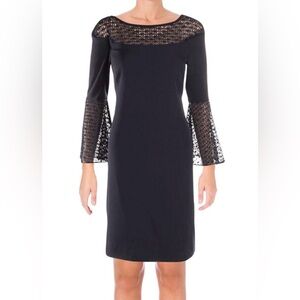 NWOT - Lauren by Ralph Lauren Blue Crochet Lace-trim Bell Sleeve Dress